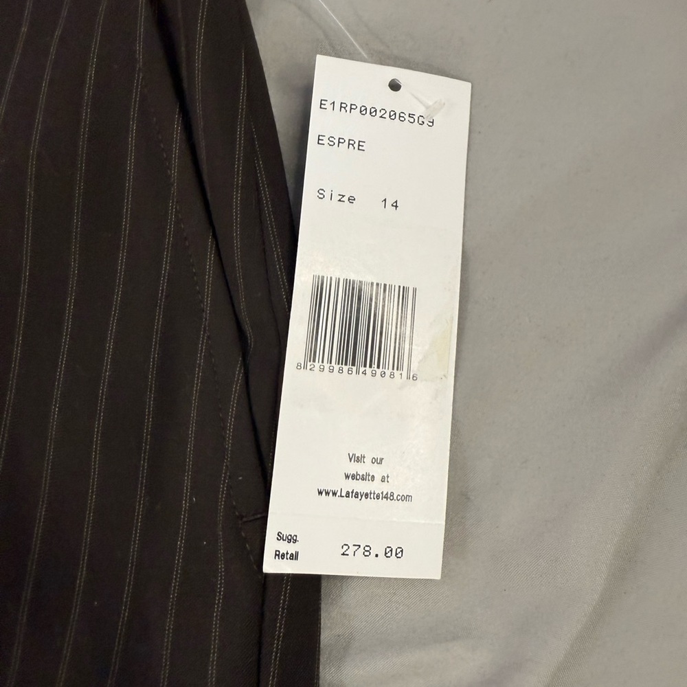 Lafayette 148 New York Brown Pinstripe Wide Leg Pants - Picture 2 of 8